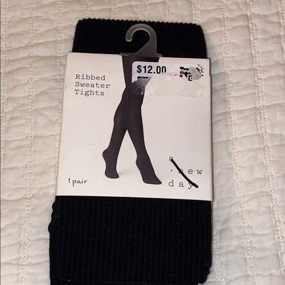 NWT A new day black ribbed sweater tights M/L